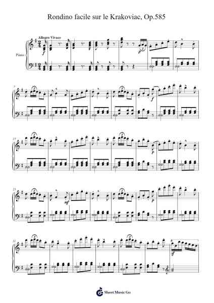 Rondino facile sur le Krakoviac, Op. 585 Sheet Music by Carl Czerny-Arr.Bobright
