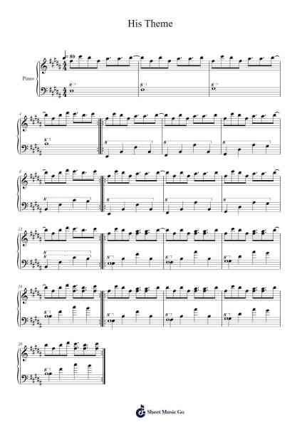 His Theme Sheet Music by Toby Fox-Arr.Stelgil Kaycia