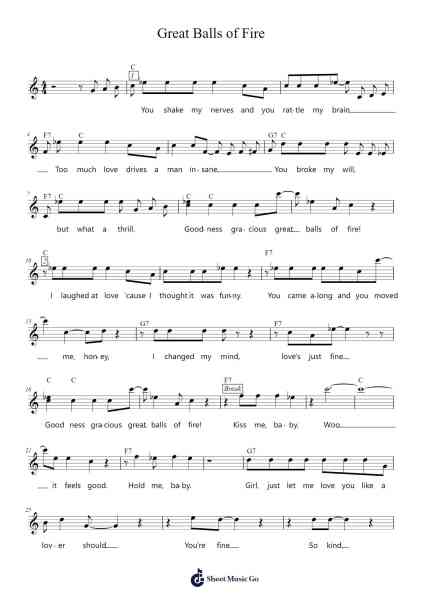Great Balls of Fire Sheet Music by Otis Blackwell/Jack Hammer-Arr.Hughlon