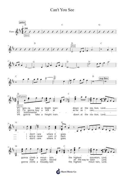 Can't You See Sheet Music by The Marshall Tucker Band-Arr.Rosworth