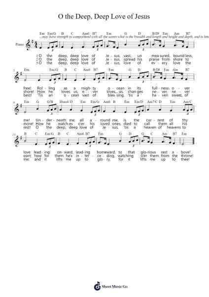 O the Deep, Deep Love of Jesus Sheet Music by -Arr.Huxver Birdnee