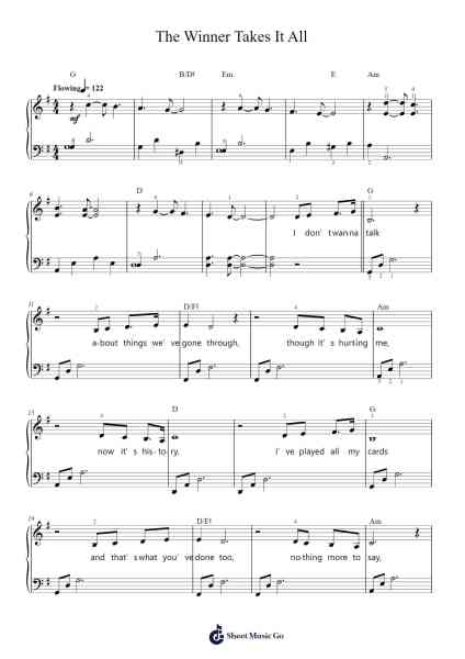 The Winner Takes It All Sheet Music by ABBA-Arr.Virquinn Hoodvid