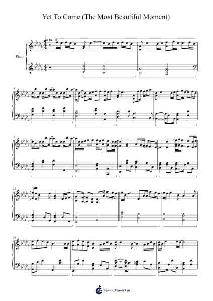 Yet To Come (The Most Beautiful Moment) Sheet Music by BTS-Arr.Sywatt