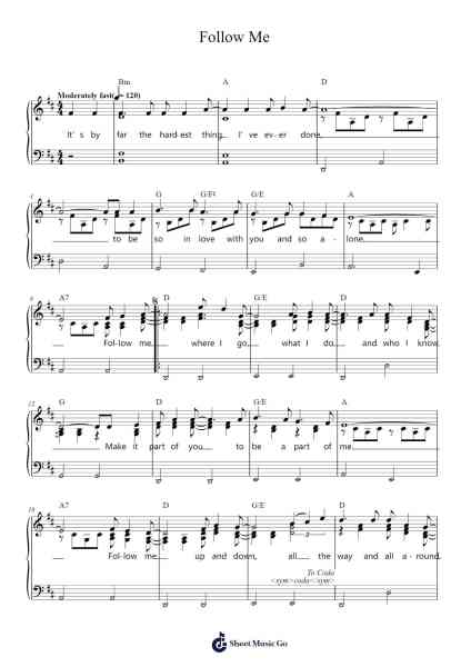 Follow Me Sheet Music by John Denver-Arr.Jamesstone