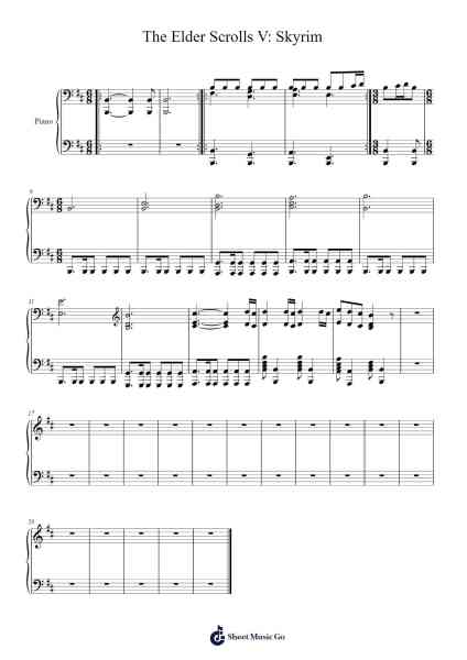 The Elder Scrolls V: Skyrim Sheet Music by Jeremy Soule-Arr.Gwenpritt Chillor