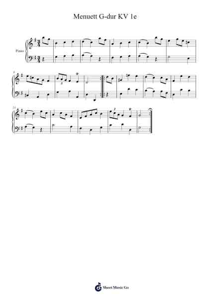 Menuett in G Major, KV 1e Sheet Music by Wolfgang Amadeus Mozart-Arr.Ruthfitch Housed