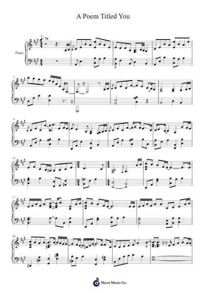 A Poem Titled You Sheet Music by Taeyeon (태연)-Arr.Galsnick Theothew