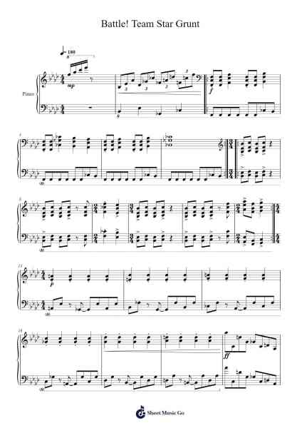 Battle! Team Star Grunt Sheet Music by Junichi Masuda/Gō Ichinose/Minako Adachi/Toby Fox/Hitomi Sato-Arr.Jouboyd Calgel