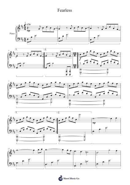 Fearless Sheet Music by Taylor Swift-Arr.Bushmie Holtnix