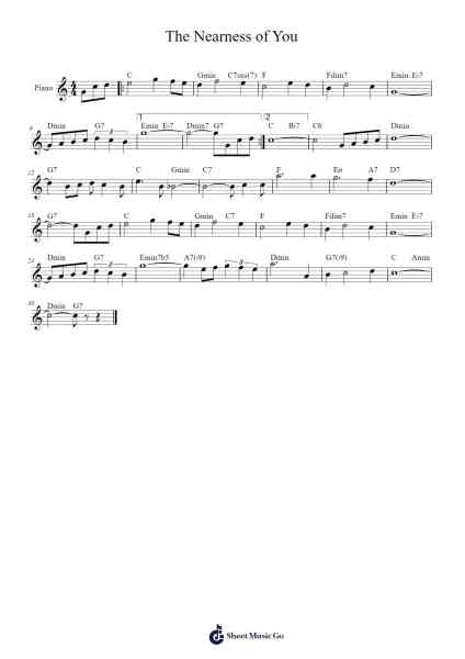 The Nearness of You Sheet Music by Frank Sinatra-Arr.Gracejosh
