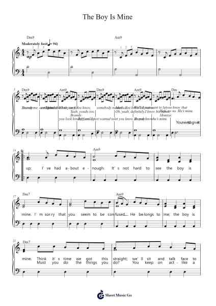 The Boy Is Mine Sheet Music by Brandy Norwood-Arr.Consdrow