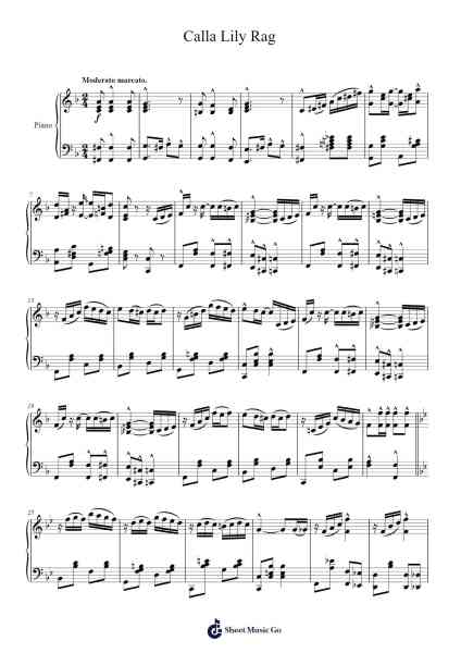 Calla Lily Rag Sheet Music by Logan Thane/Nat E. Solomons-Arr.Grelitt Bachdrow
