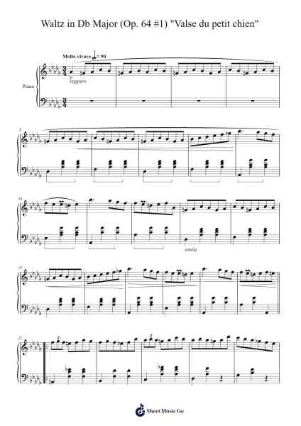 Waltz in D-flat Major, Op. 64, No. 1 "Valse du petit chien" Sheet Music by Frédéric Chopin-Arr.Caewald Tabpritt
