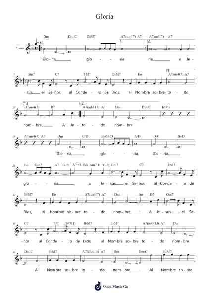 Gloria Sheet Music by Martín Valverde-Arr.Narion