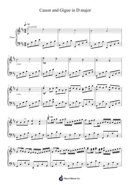 Canon and Gigue in D Major, P.37 Sheet Music by Johann Pachelbel-Arr.Latckens