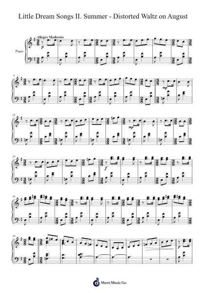 4 Little Dream Songs: II. Summer - Distorted Waltz on August Sheet Music by Takashi Yoshimatsu-Arr.Mikejay Croftges