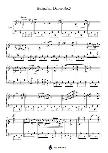 Hungarian Dance No.5 Sheet Music by Johannes Brahms-Arr.Hudfitch Terleign