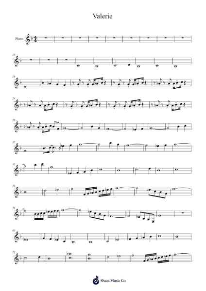Valerie Sheet Music by Amy Winehouse-Arr.Oisenrob Clyger
