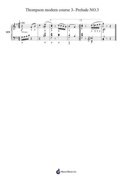 Thompson modern course 3- Prelude NO.3 Sheet Music by John Thompson-Arr.Sysham