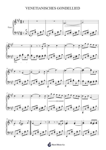 Venetianisches Gondellied Sheet Music by Felix Mendelssohn Bartholdy-Arr.Beernoel Oisensharp