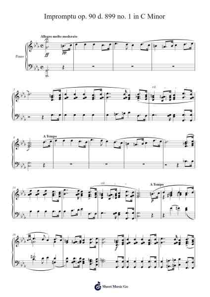 Impromptu in C Minor, Op. 90, D. 899, No. 1 Sheet Music by Franz Schubert-Arr.Cumwyatt