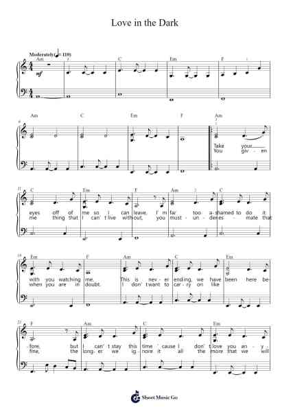 Love in the Dark Sheet Music by Adele-Arr.Bautab