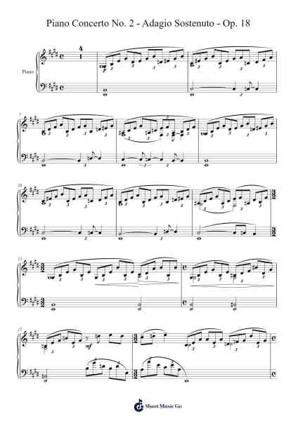 Piano Concerto No. 2 in C Minor, Op. 18: II. Adagio Sostenuto Sheet Music by Sergei Rachmaninoff-Arr.Gasgreve Ausnal