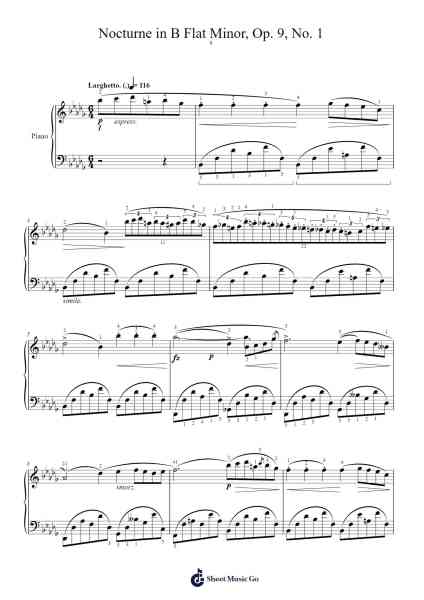 Nocturne in B Flat Minor, Op. 9, No. 1 Sheet Music by Frédéric Chopin-Arr.Bardtrid