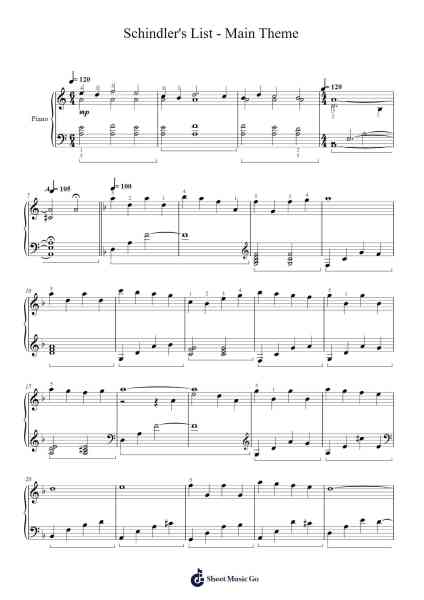 Schindler's List - Main Theme Sheet Music by John Williams-Arr.Gusstuart Lethea