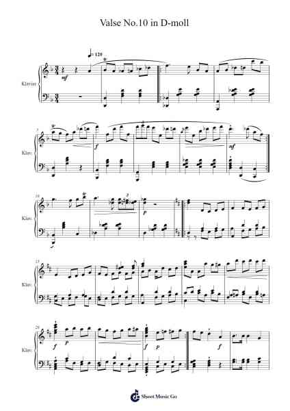 Valse No.10 in D-moll Sheet Music by Duttsweet-Arr.Joycelup
