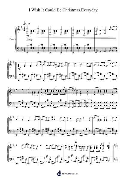 I Wish It Could Be Christmas Everyday Sheet Music by Wizzard-Arr.Huxdia