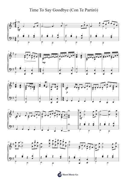 Time To Say Goodbye (Con Te Partiro) Sheet Music by Andrea Bocelli-Arr.Twainryl