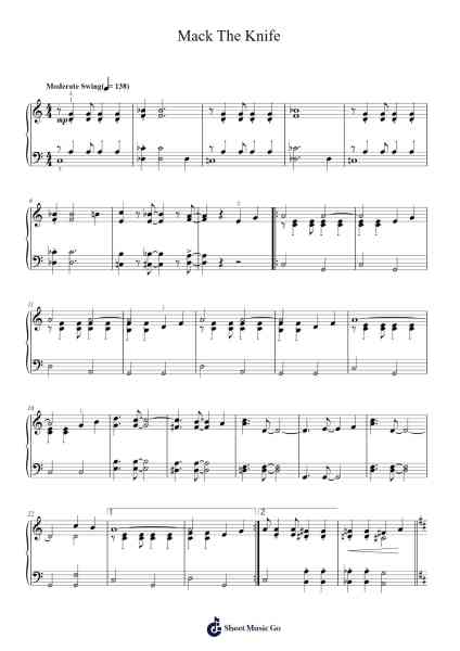 Mack The Knife Sheet Music by Bobby Darin-Arr.Hilye