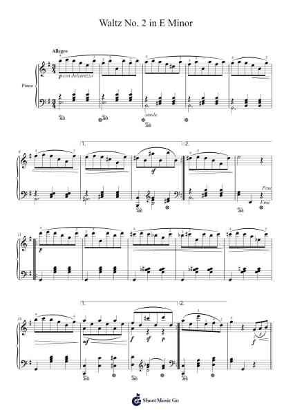 Waltz No. 2 in E Minor Sheet Music by Aleksandr Griboyedov-Arr.Gunnd