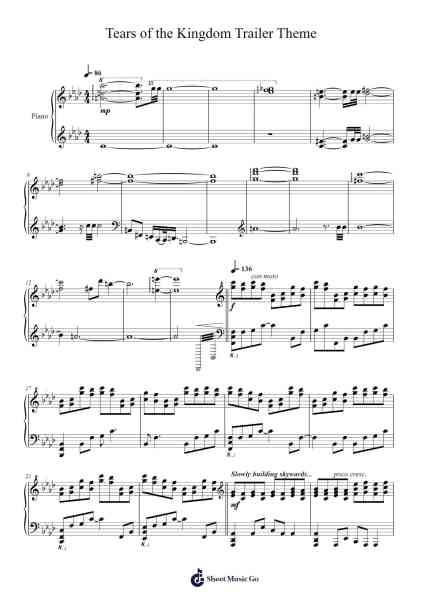 The Legend of Zelda: Tears of the Kingdom Trailer Theme Sheet Music by Manaka Kataoka-Arr.Hartecam Thodoreboyle