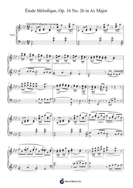 Étude Mélodique, Op. 16 No. 26 in A♭ Major Sheet Music by Stephen Heller-Arr.Morecius Wake