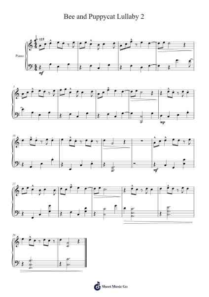 Bee and Puppycat Lullaby 2 Sheet Music by Will Wiesenfeld/Frankjavcee-Arr.Ribloor