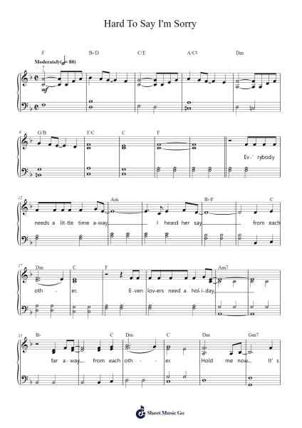 Hard To Say I'm Sorry Sheet Music by Chicago-Arr.Chloekeats