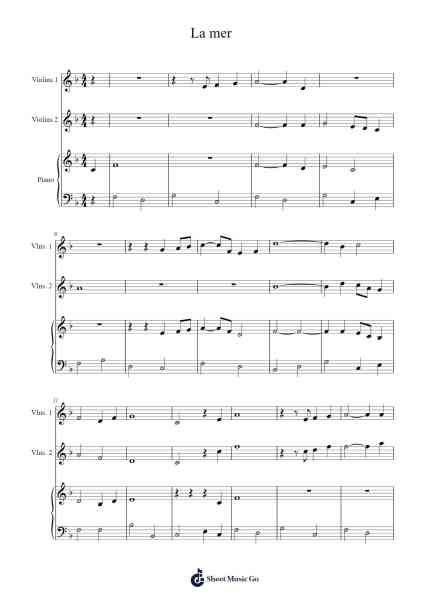 La mer Sheet Music by Charles Trenet-Arr.Thomgreg Woolfgou