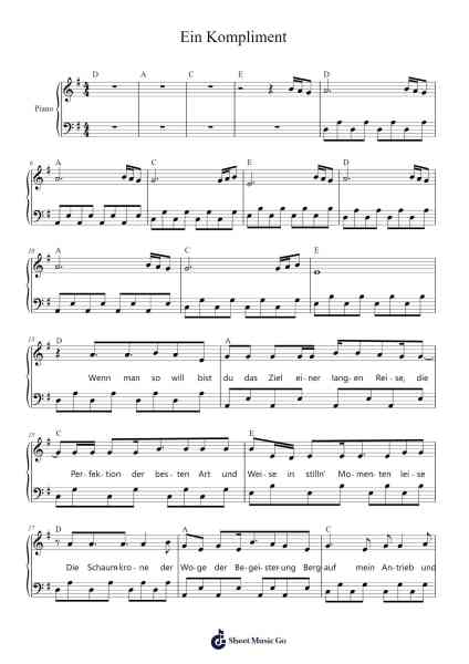 Ein Kompliment Sheet Music by Sportfreunde Stiller-Arr.Churgie Genedia