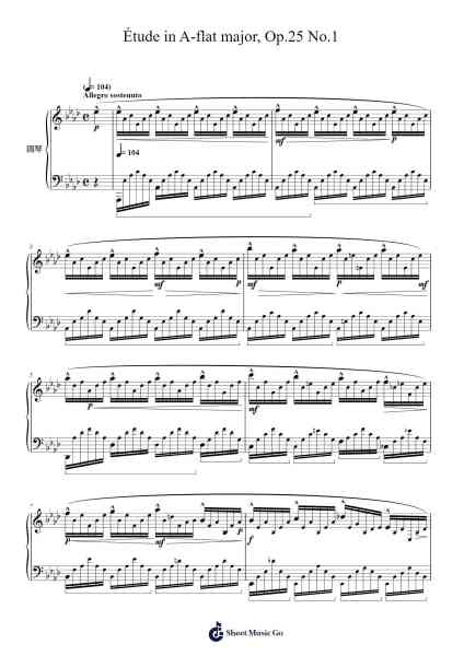 Étude in A-flat Major, Op. 25 No. 1 "Aeolian Harp" Sheet Music by Frédéric Chopin-Arr.Hoyving