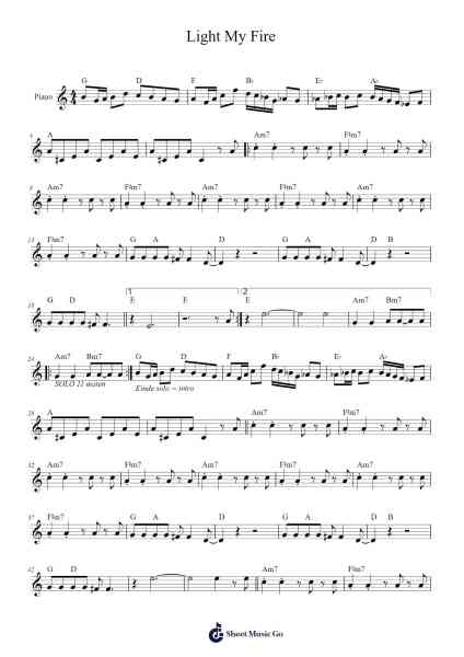 Light My Fire Sheet Music by The Doors-Arr.Bonrian Vanqe