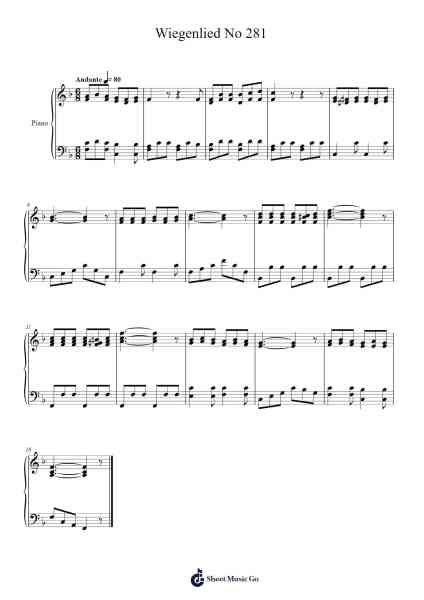 Wiegenlied, K. 350 Sheet Music by Bernhard Flies-Arr.Bunkyle Wanmia