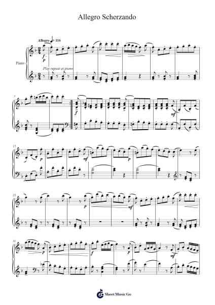 String Quartet in C Major, Hob. III: 75/4, Op. 76 No. 3 "Emperor": IV. Finale. Allegro Sheet Music by Joseph Haydn-Arr.Crodre Kipqe