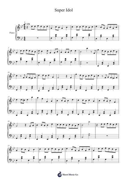 Super Idol Musica per pianoforte di 的笑容 - Arr.Arkirk Janeien