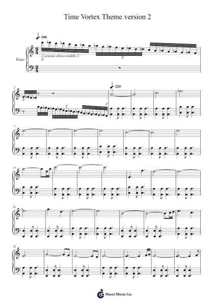 Time Vortex Theme version 2 Sheet Music by -Arr.Ertes