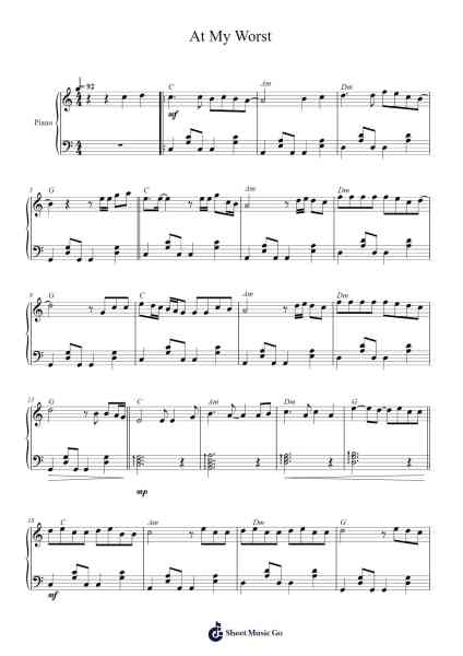 At My Worst Sheet Music by Pink Sweat$-Arr.Perrusk
