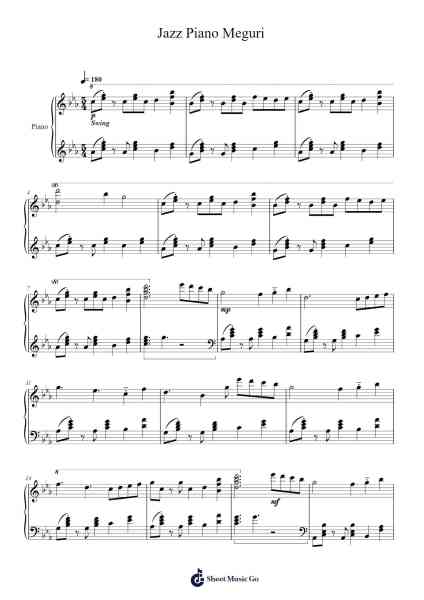 Jazz Piano Meguri Sheet Music by Jacob Koller-Arr.Lewcar
