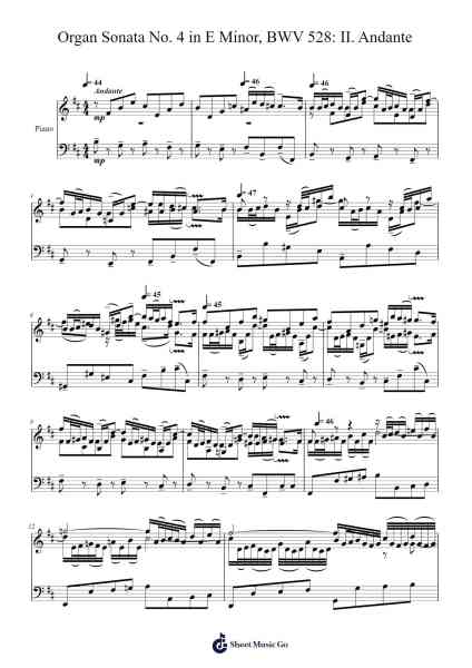 Organ Sonata No. 4 in E minor, BWV 528: II. Andante Sheet Music by Johann Sebastian Bach-Arr.Kingsgust