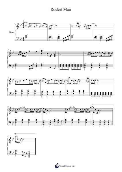 Rocket Man Musica per pianoforte di Elton John - Arr.Arkirk Janeien